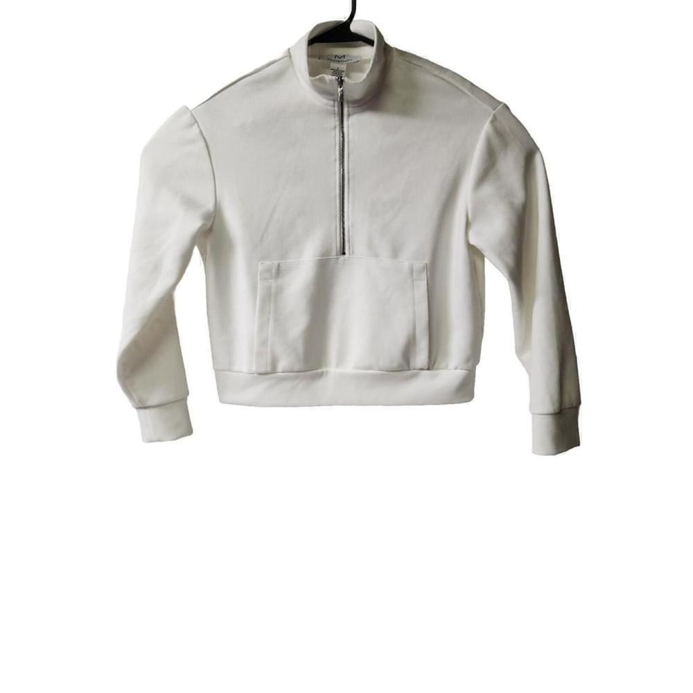 MAGASCHONI Quiet Luxury Womens S 1/2 Zip Pullover White comfy silky soft feel